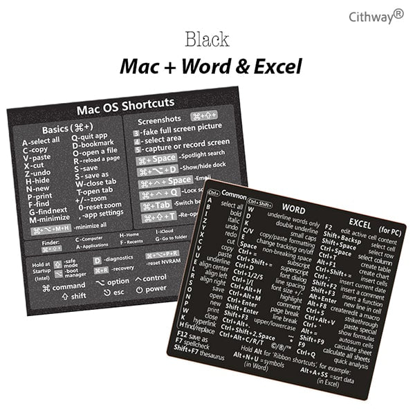 Cithway® Universal Mac/Window OS Keyboard Shortcut Sticker