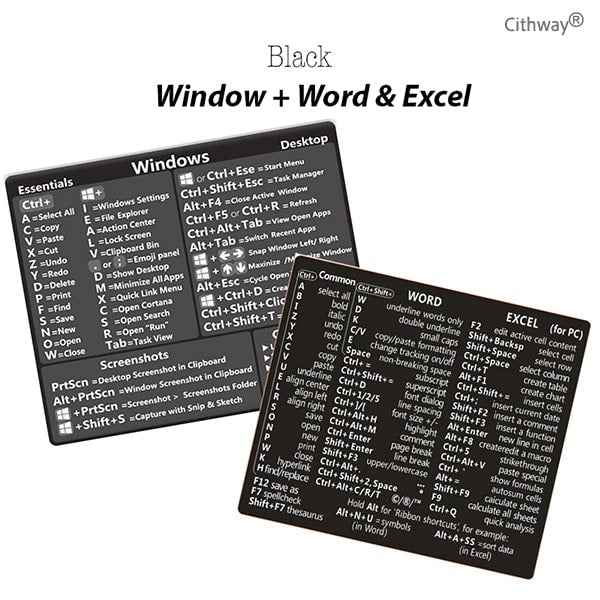 Cithway® Universal Mac/Window OS Keyboard Shortcut Sticker