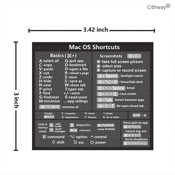 Cithway® Universal Mac/Window OS Keyboard Shortcut Sticker