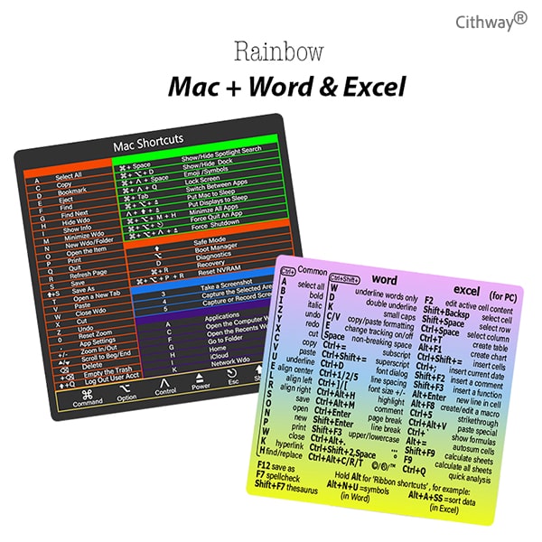 Cithway® Universal Mac/Window OS Keyboard Shortcut Sticker
