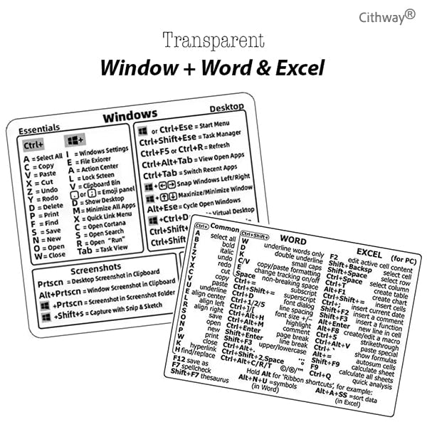 Cithway® Universal Mac/Window OS Keyboard Shortcut Sticker