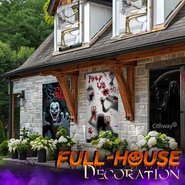 Cithway® Halloween-Themed 3D-Illusion House Door Cover