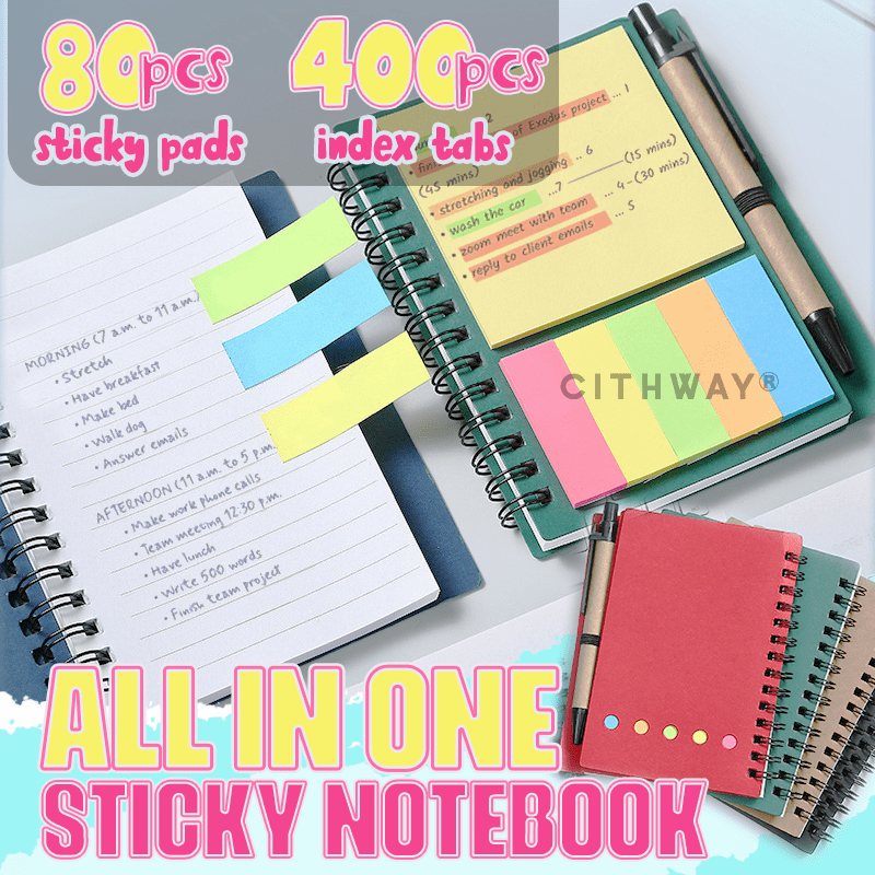 Cithway® Spiral Bound Sticky Notebook Organizer