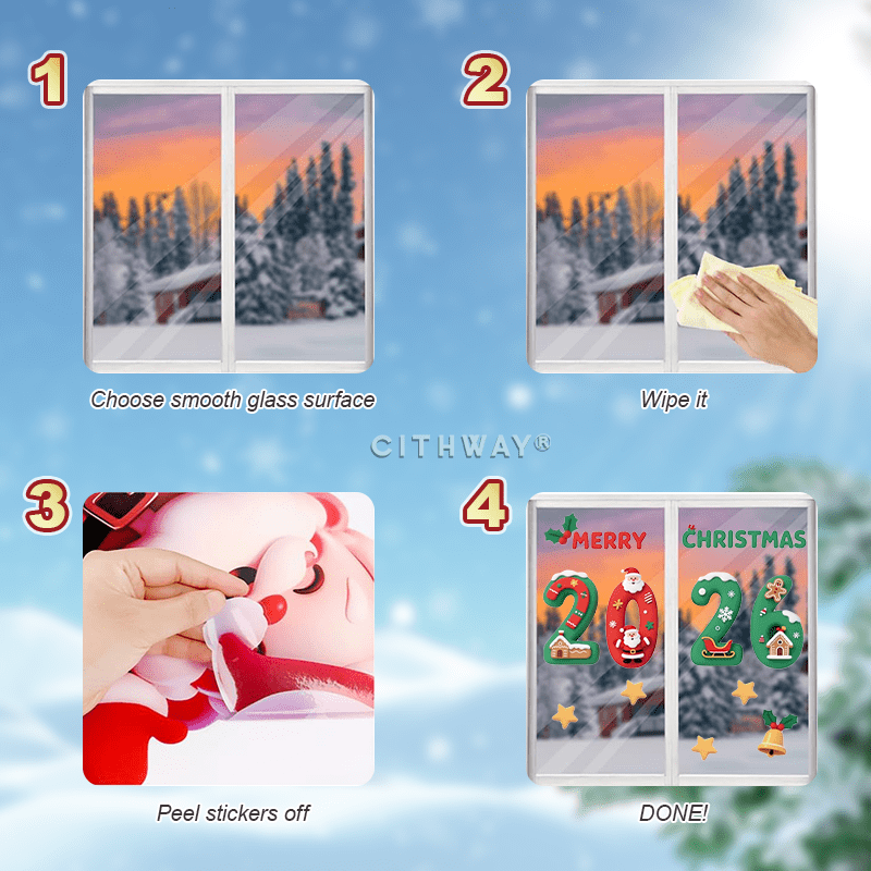 Cithway® 2026 Clings Static Christmas Window Stickers