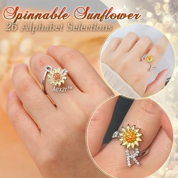Aexzr™ Spinnable Alphabet Sunflower Ring