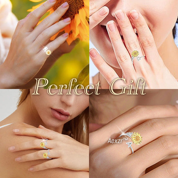 Aexzr™ Spinnable Alphabet Sunflower Ring
