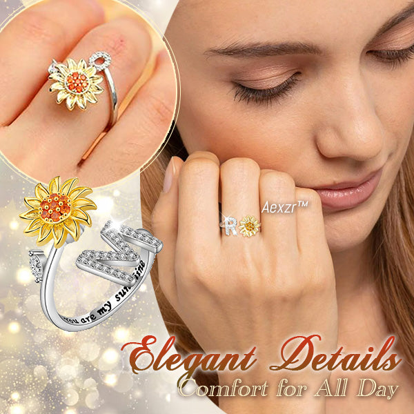 Aexzr™ Spinnable Alphabet Sunflower Ring