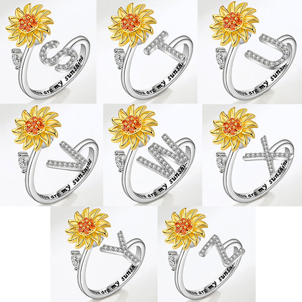 Aexzr™ Spinnable Alphabet Sunflower Ring