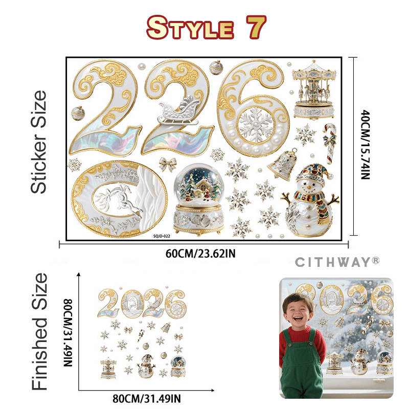 Cithway® 2026 Clings Static Christmas Window Stickers